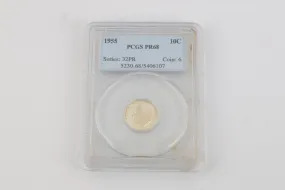 1955 PCGS PR68 Series 32PR Coin 6 999 Silver US Dime (2.50g.)