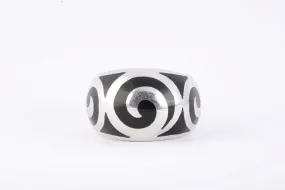 925 Silver Black Enamel Swirl Fashion Ring Size 6 (7.91g.)