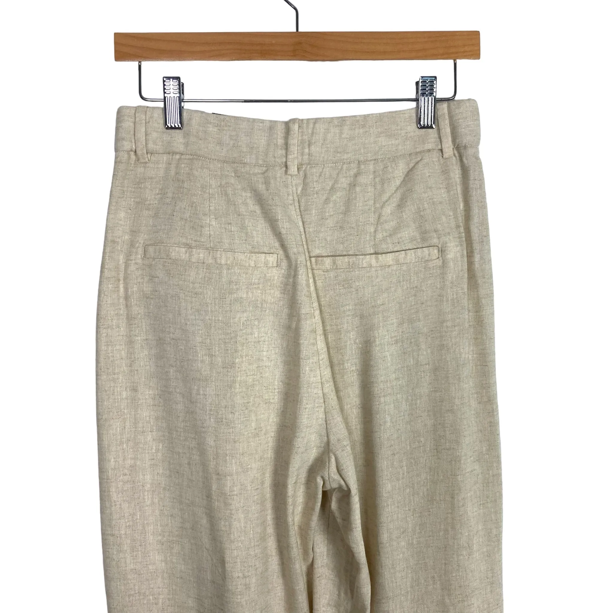 Abercrombie & Fitch Oatmeal Linen Ultra High Rise Curve Love Wide Leg Pants NWT- Size 27/4 Long (Inseam 31.5”)