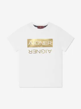 Aigner Boys Logo Print T-Shirt in White