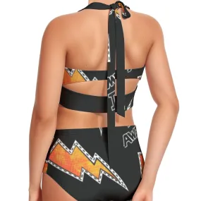 All-Over Print Women's Swimsuit Set With Halter