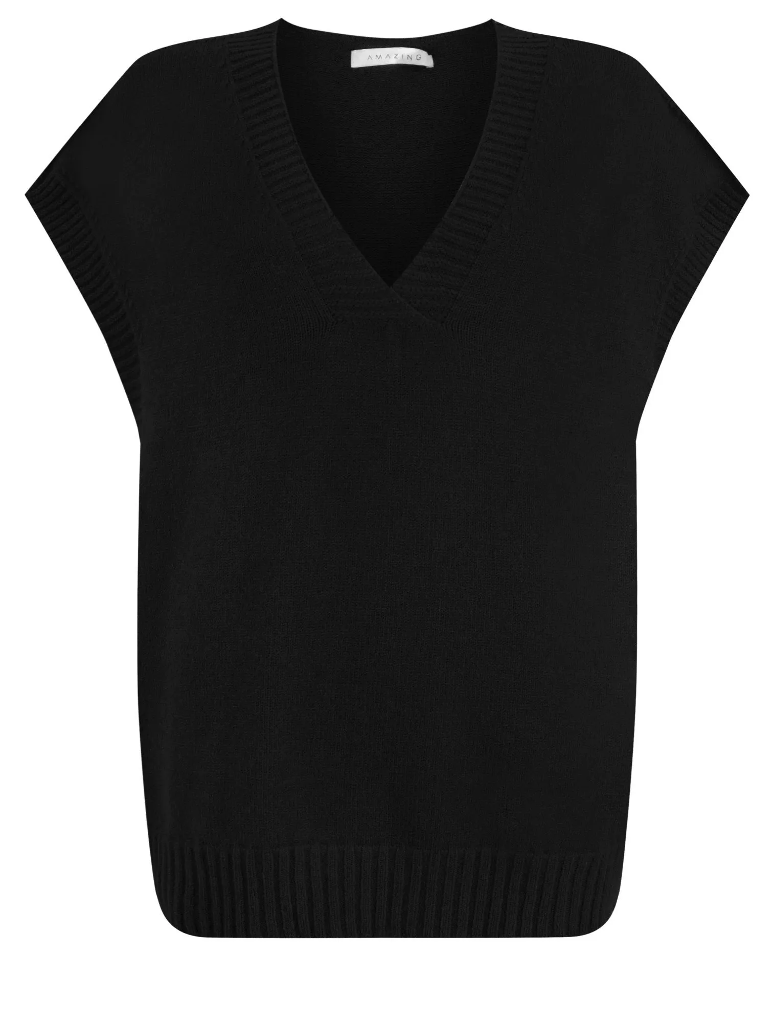 Amazing Woman Pirie V-Neck Easy Fit Tank Top Black.