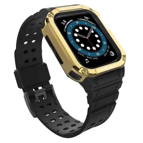 Apple Watch (38/40/SE/41MM) Hurtel Silikone Urrem m. Cover - Sort / Guld