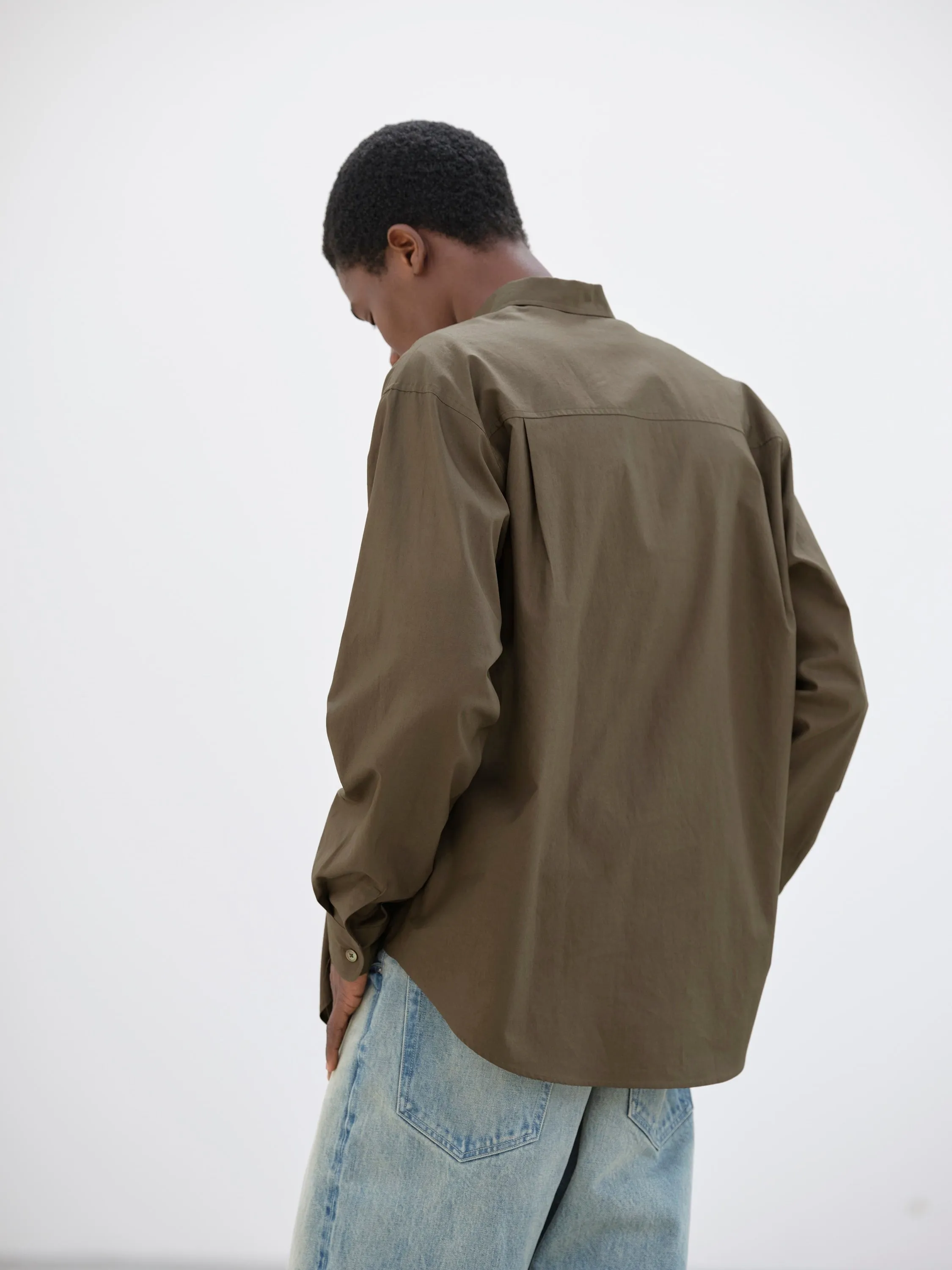 Auralee Washed Finx Twill Big Shirt - Brown