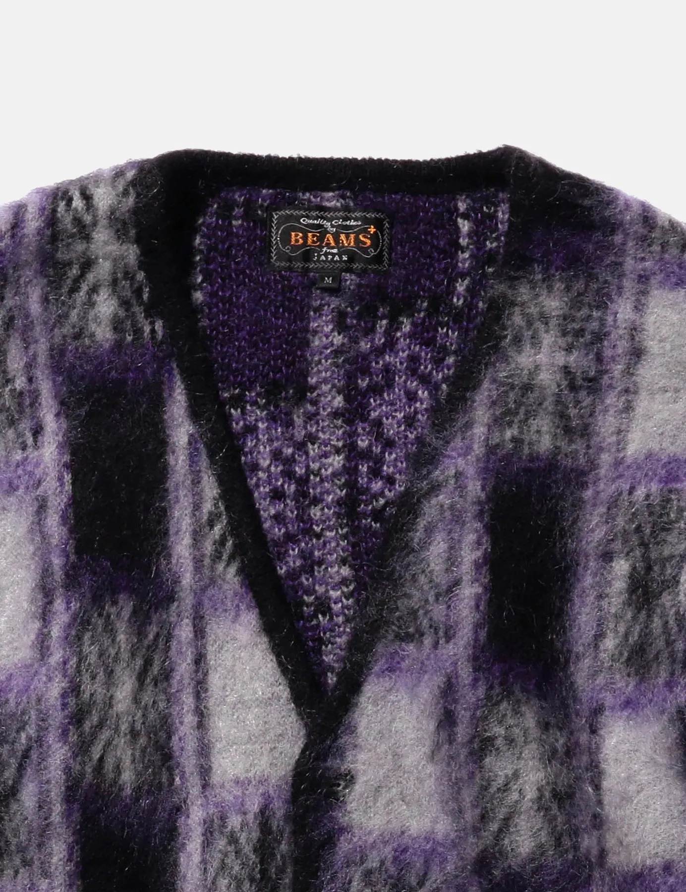 Beams Plus Jacquard Cardigan (Check) - Black