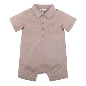 Bebe Edward Polo Romper in Taupe (Size NB-1)