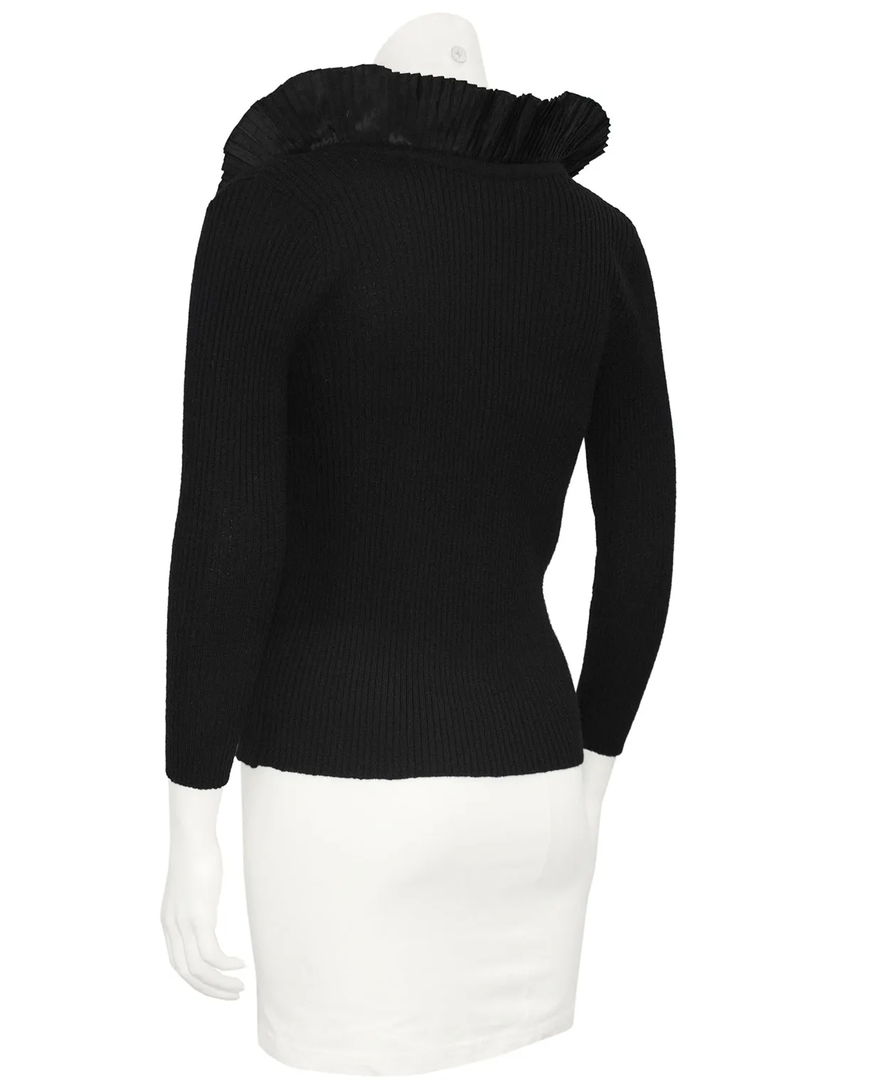 Black Sweater with Pleated Collar