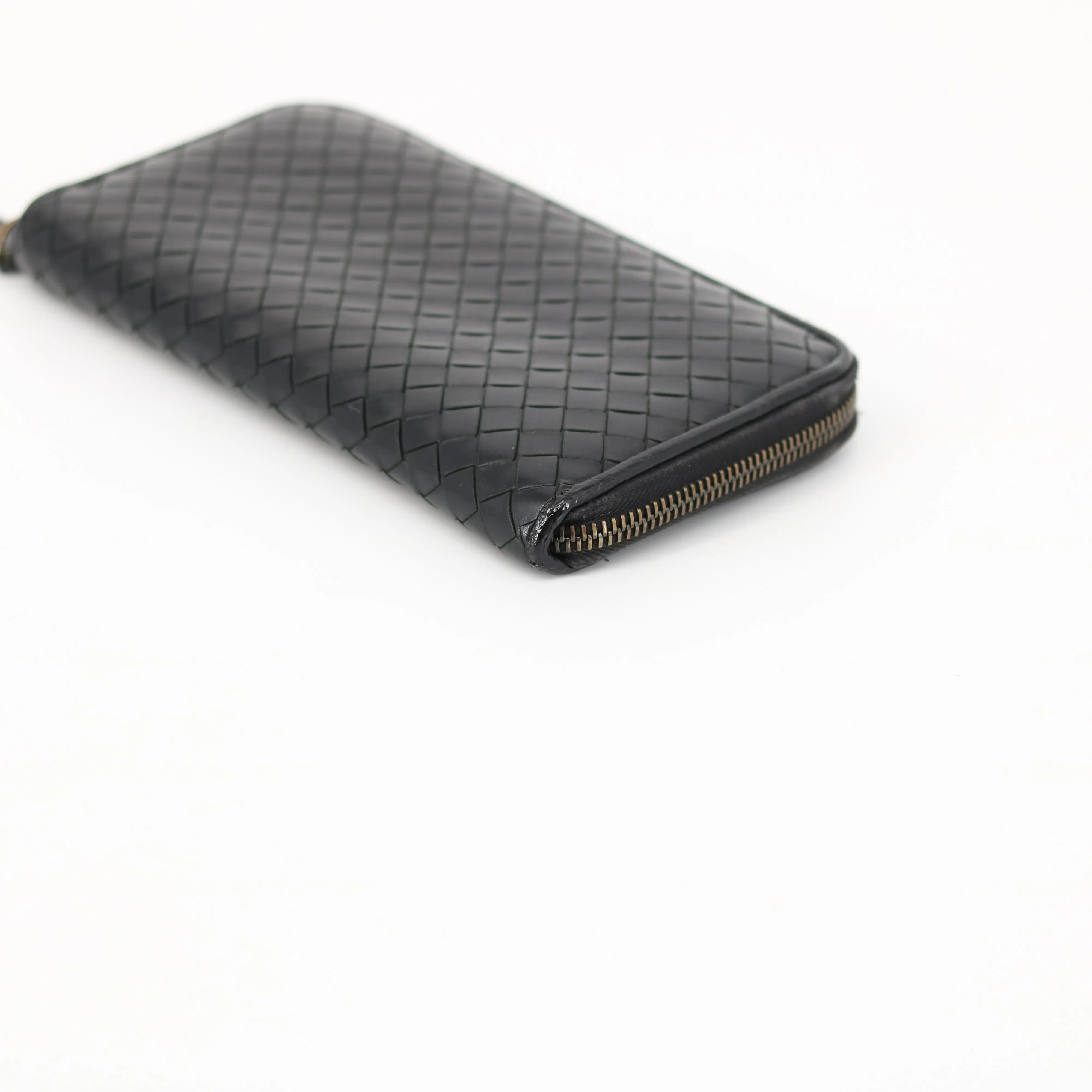 Bottega Black Intrecciato Weave Wallet