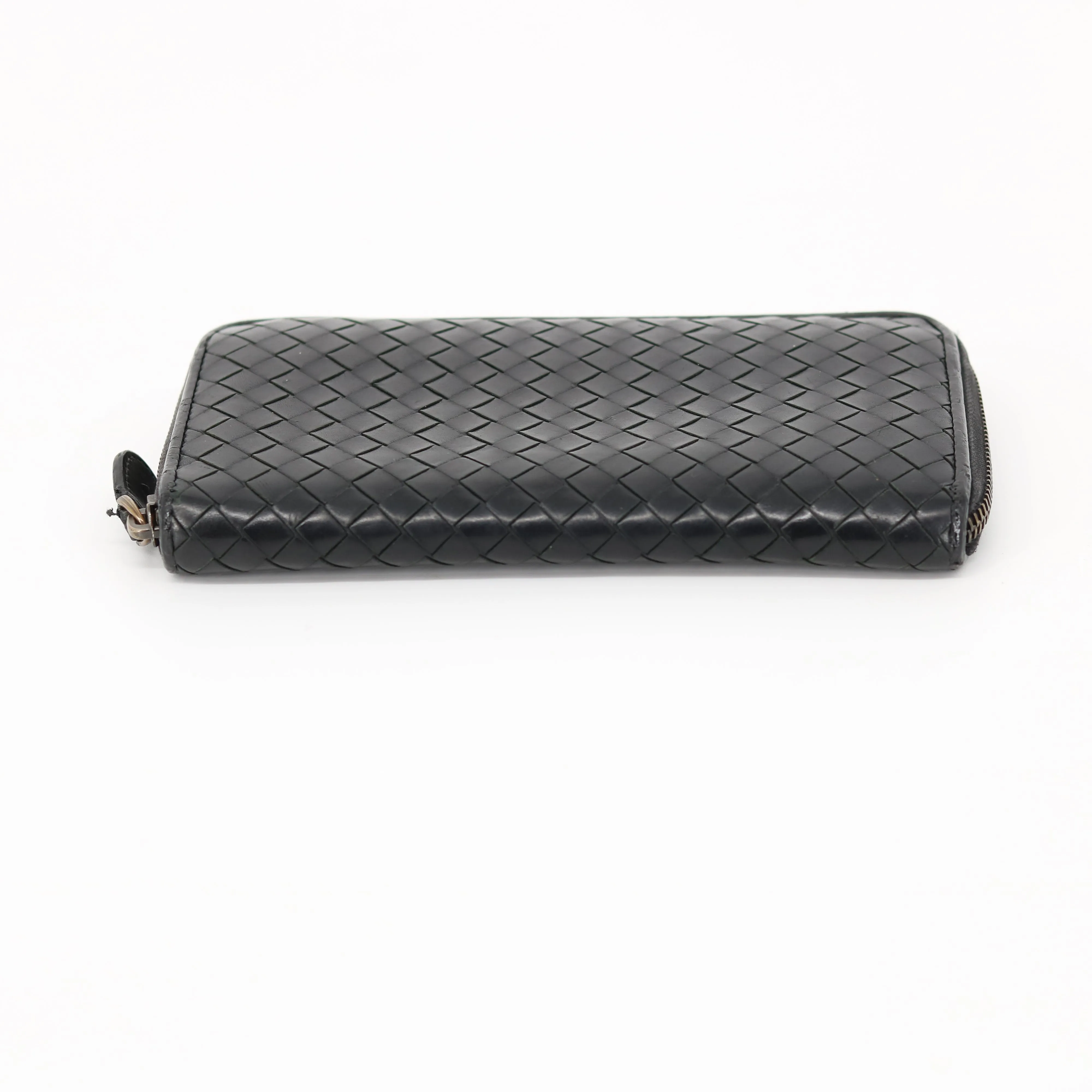 Bottega Black Intrecciato Weave Wallet