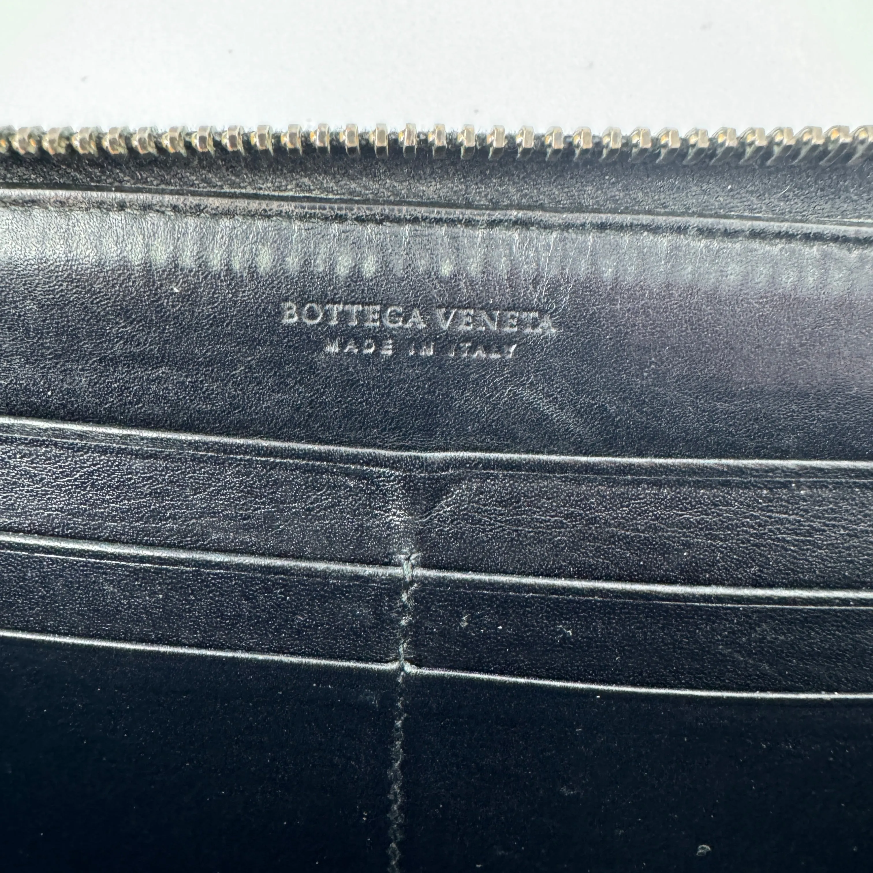 Bottega Black Intrecciato Weave Wallet