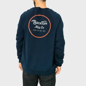 Brixton Wheeler Mens Crew Fleece Sweatshirt - Navy/Orange