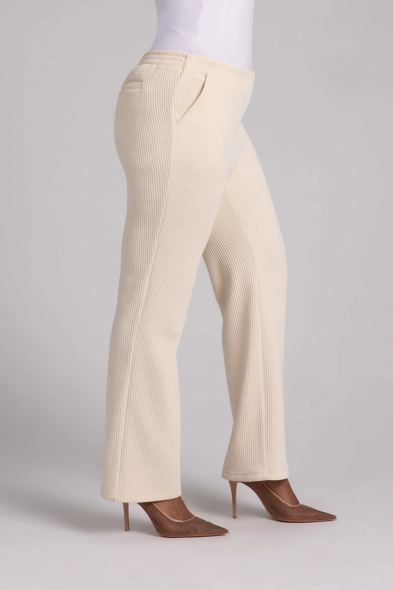 Chenille Cord Pull On Stovepipe Pant | Antique White