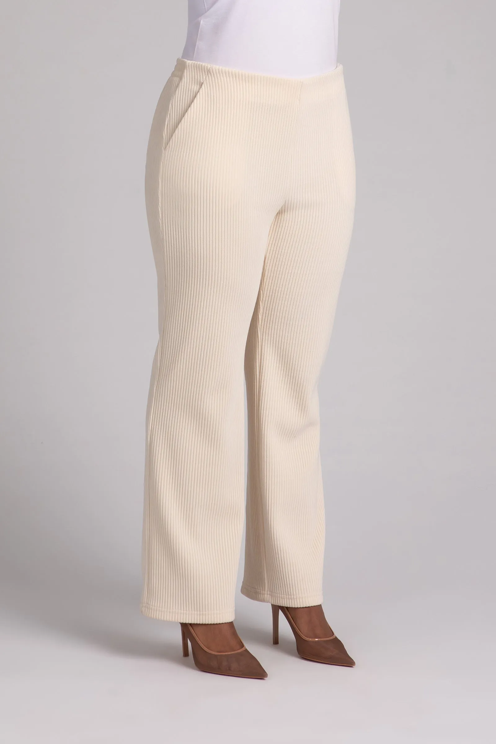 Chenille Cord Pull On Stovepipe Pant | Antique White