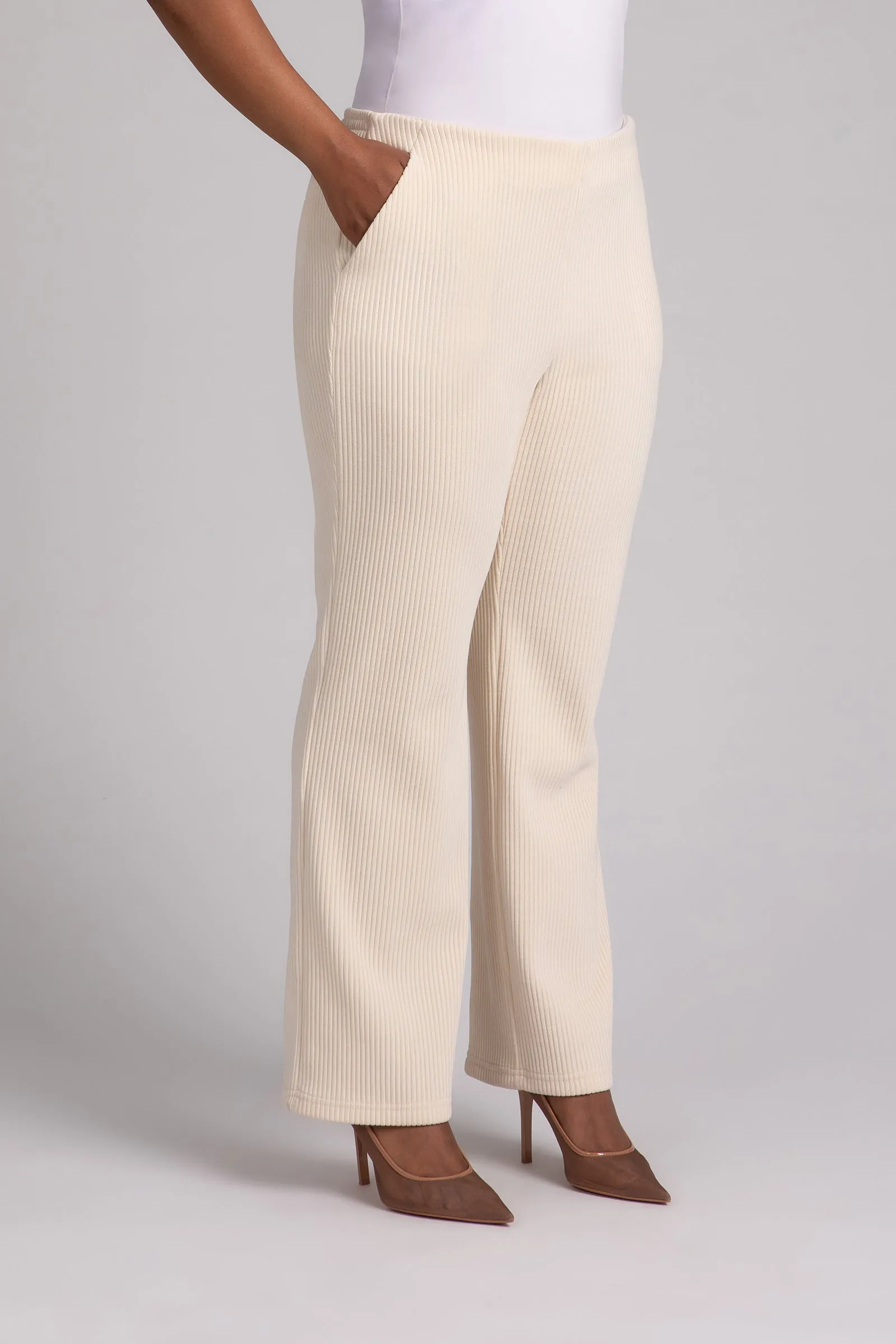 Chenille Cord Pull On Stovepipe Pant | Antique White