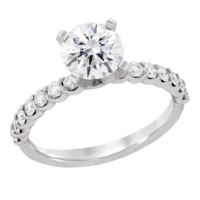 CLASSIC WHITE GOLD ENGAGEMENT RING SETTING WITH 14 DIAMONDS, 1/3 CT TW