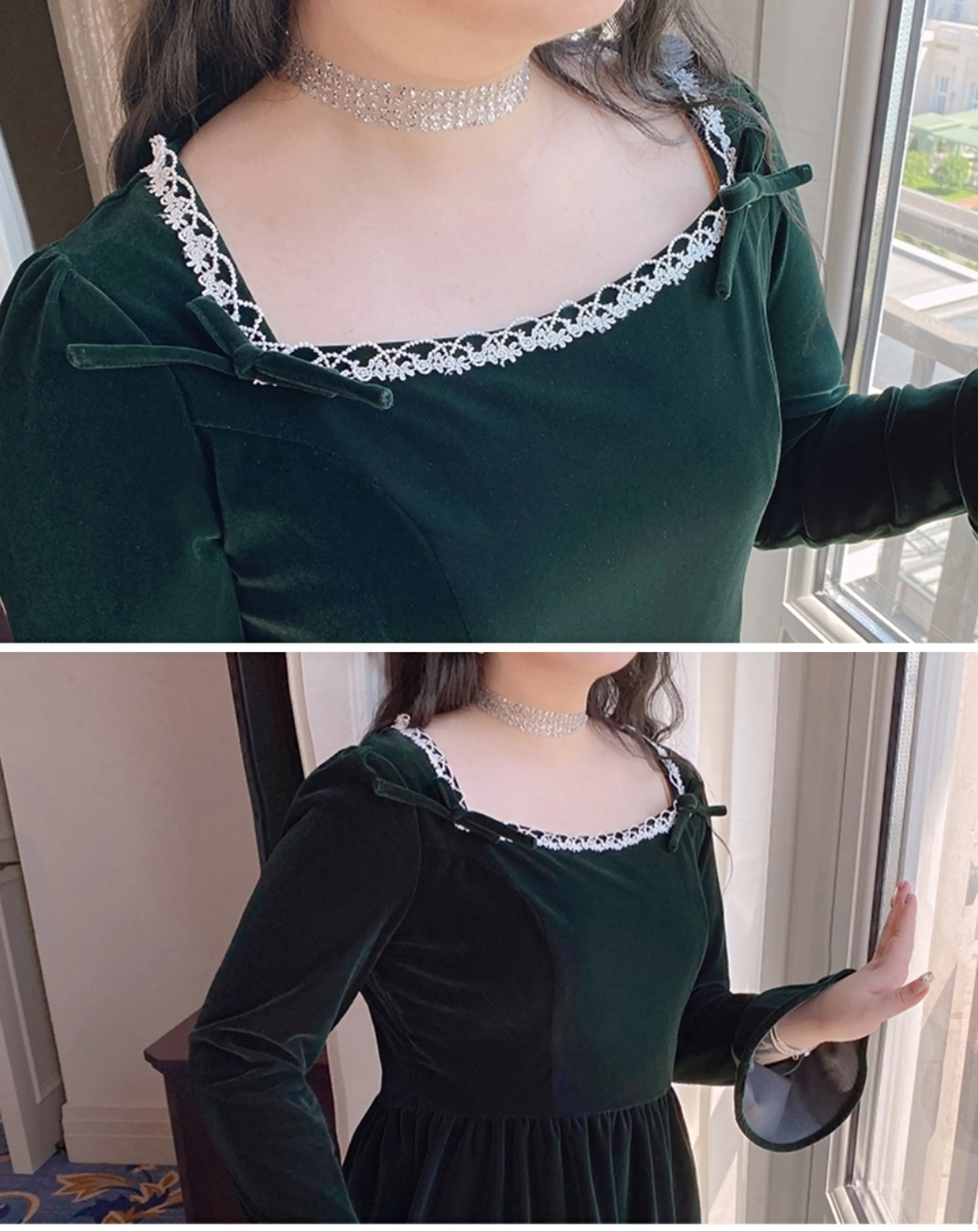 Dark Forest Green Tudor Princess Dress