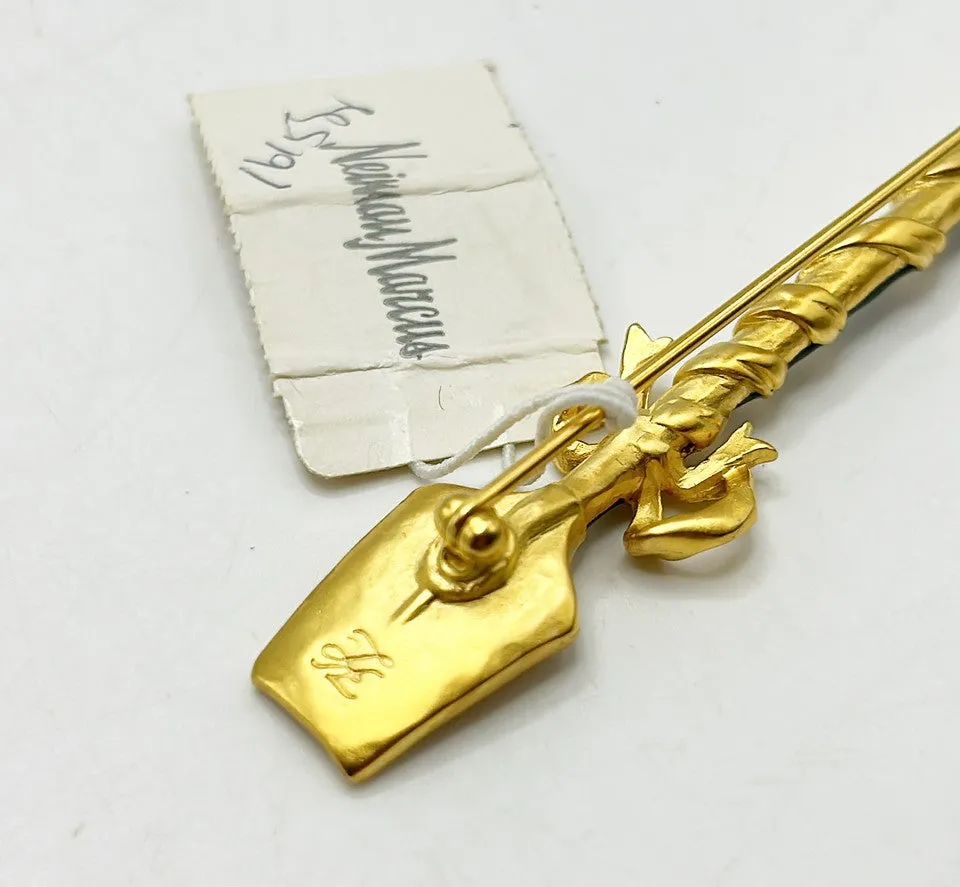 Designer stamped Karl Lagerfeld French style shovel brooch