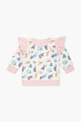 Double Ruffle Sweatshirt_Pastel Kitties