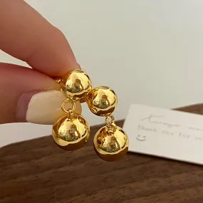 Double Sphere Pierced Gold Drop Earrings  JLT12735