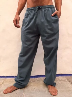 Dusty Blue Cotton Drawstring Pants