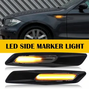 Dynamic Amber LED Side Marker Turn Signal Lights For BMW 1/3/5 Series, Pack of 2