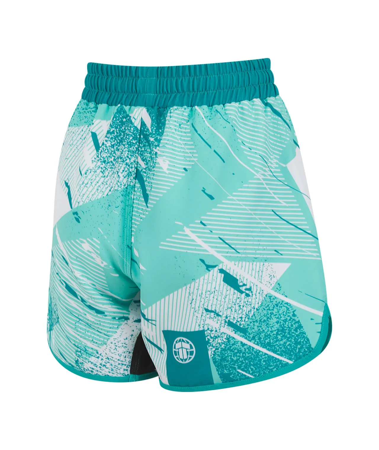 Ladies Abstract High Cut Shorts - Aquamarine