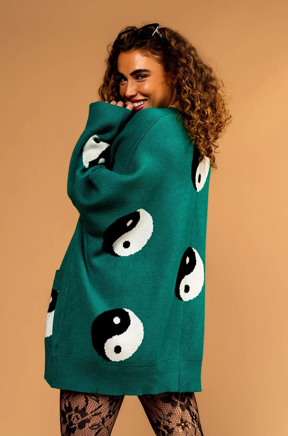 Main Character Energy Oversized Yin Yang Cardigan