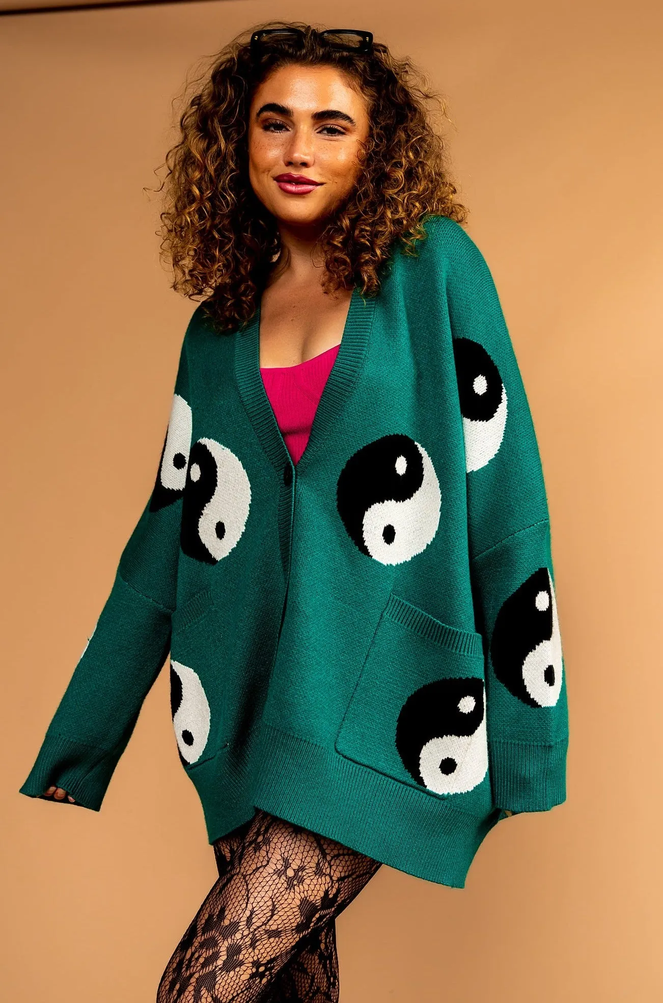 Main Character Energy Oversized Yin Yang Cardigan