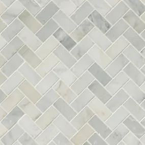 Marble Tile Collection Arabescato Carrara Herringbone In Mesh