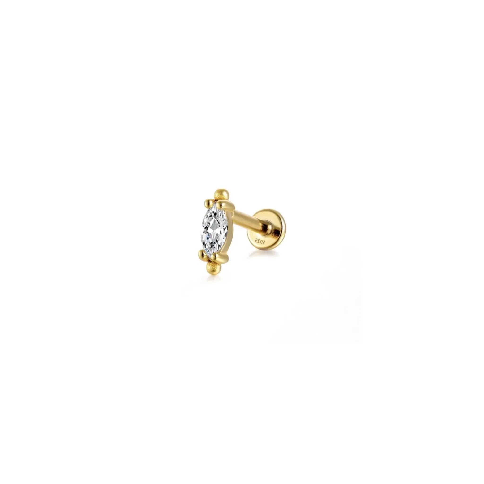 Marquise Hooked Threaded Piercing Earring