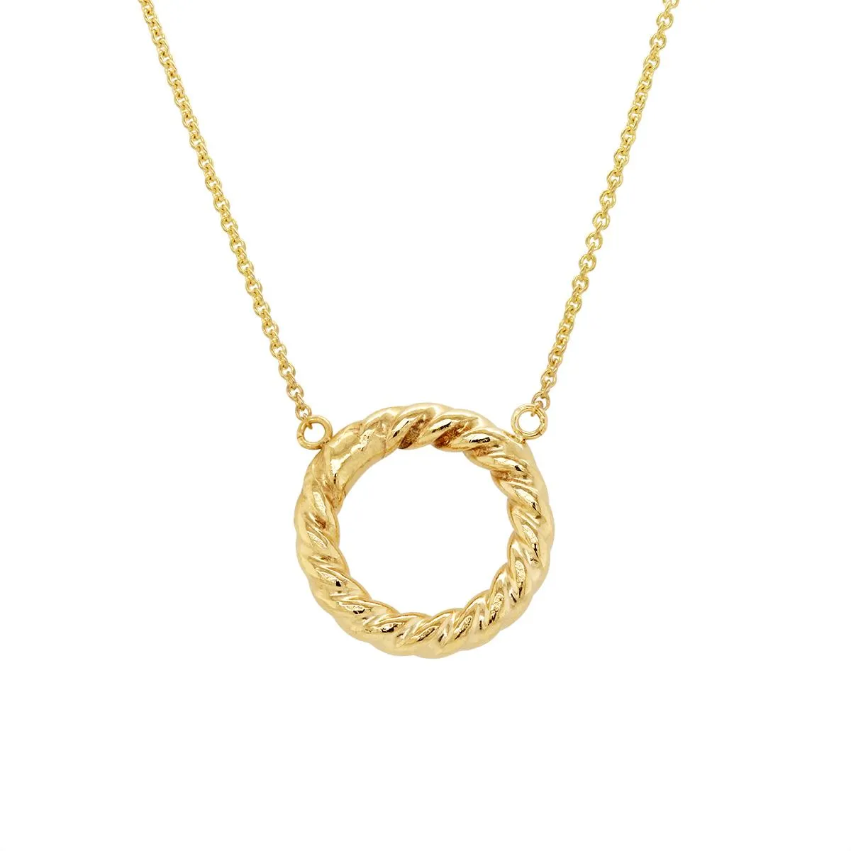 MODERN YELLOW GOLD OPEN CIRCLE NECKLACE