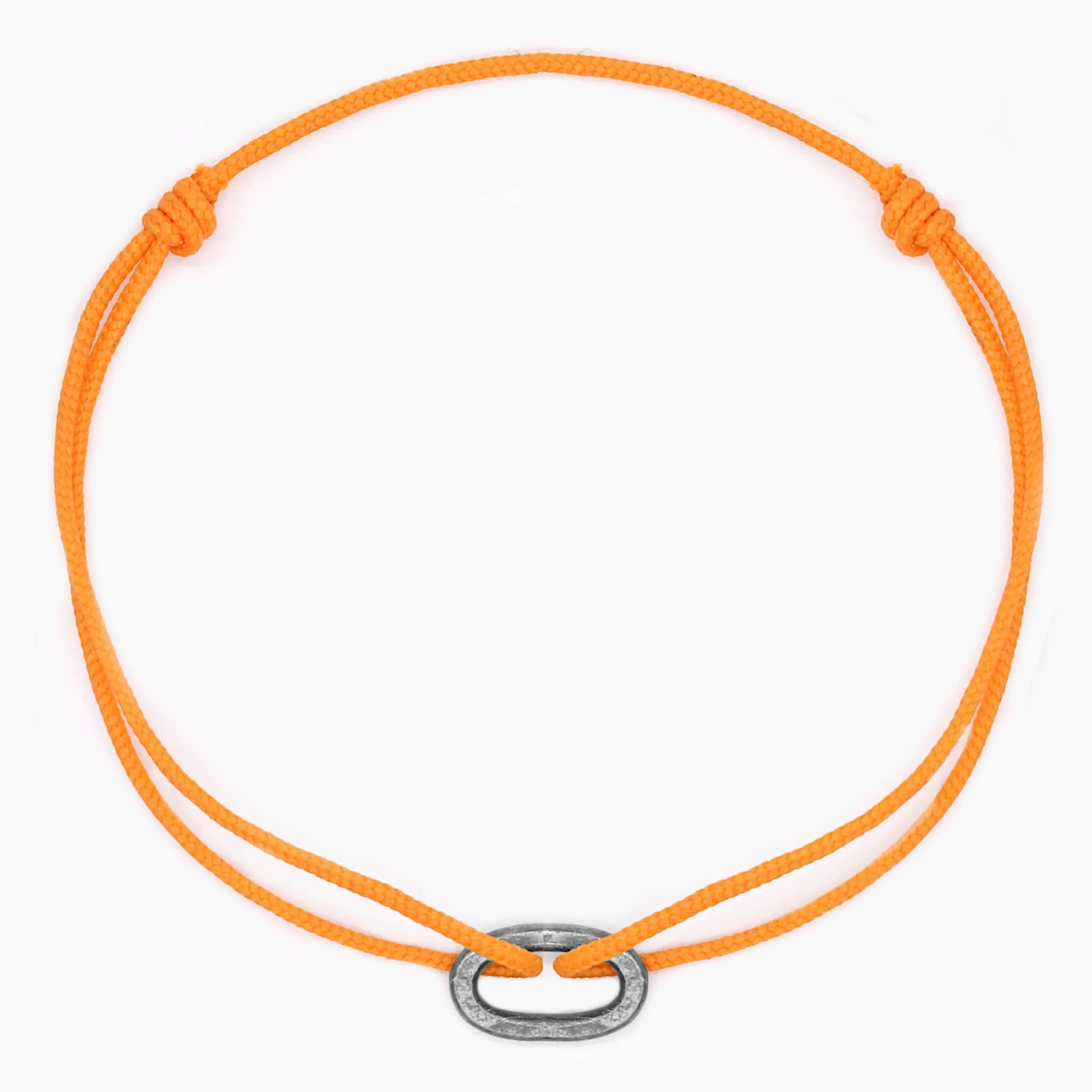 Nylon Thread With Silver Hoop "Indah" Bracelet (Tangerine)