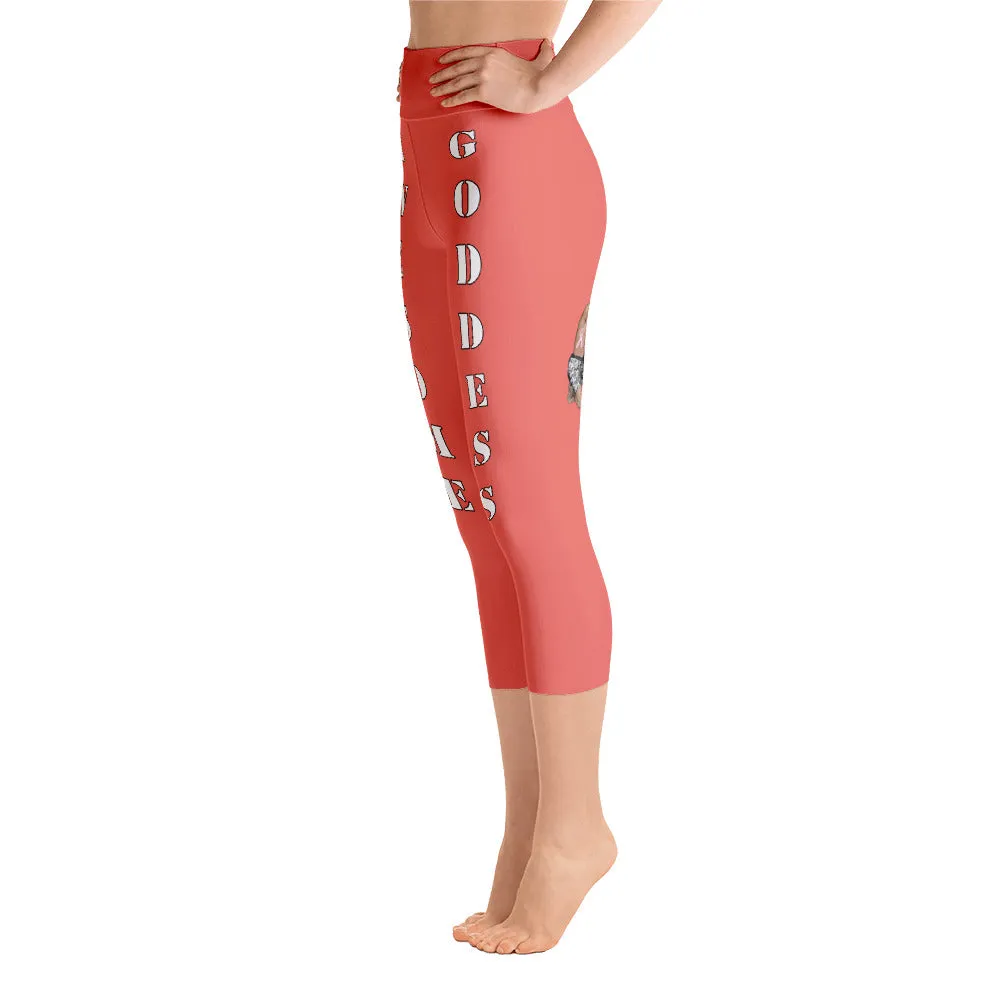 Our best viral leggings salmon awesome goddess white letters