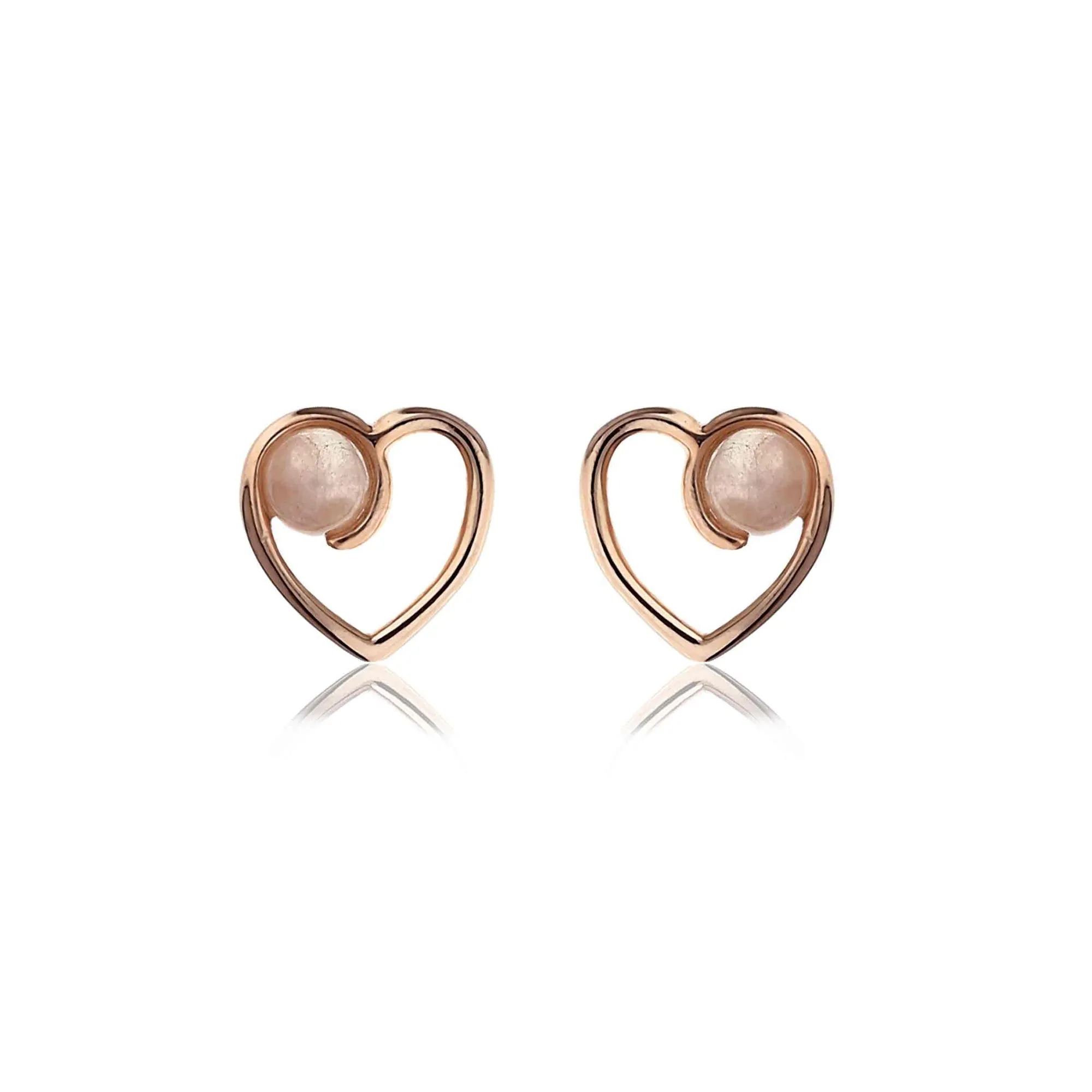 Rose Gold Vermeil Rose Quartz Heart Stud Earrings