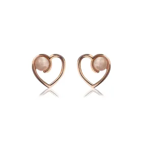 Rose Gold Vermeil Rose Quartz Heart Stud Earrings