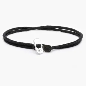 Sailing Cord Bracelet With Silver Clasp (Black)