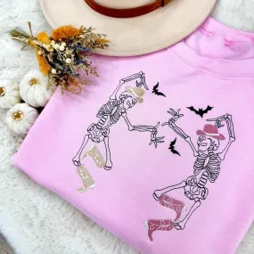 'Skeleton Cowgirls' Embroidered Crewneck Sweatshirt