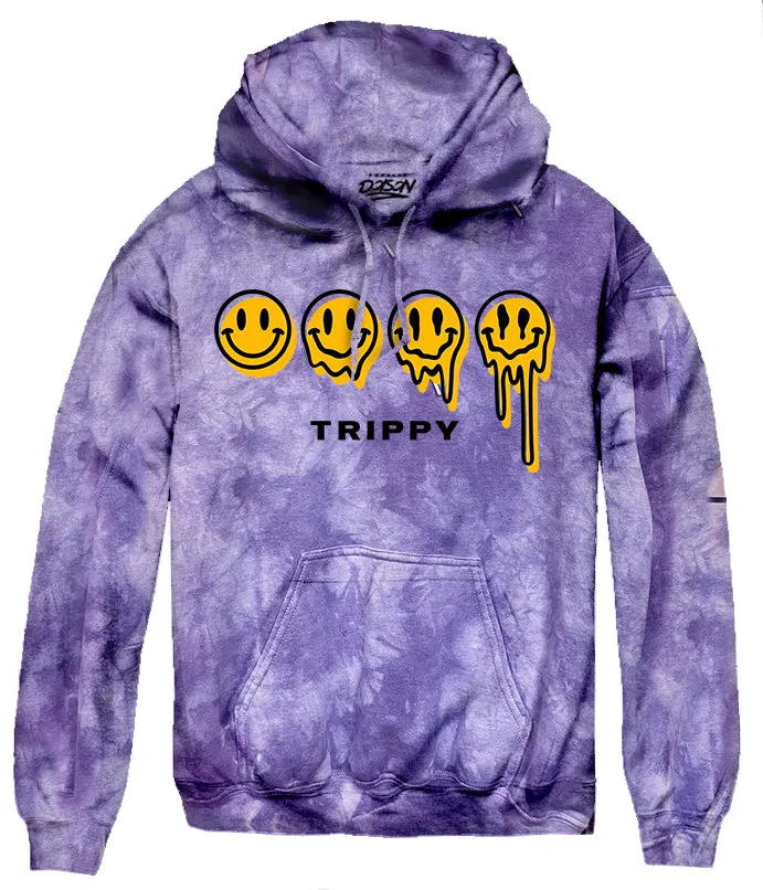 SMILEY TRIPPY TIE DYE HOODIE-BIG SIZE