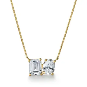 Toi et Moi Oval and Emerald Cut Pendant