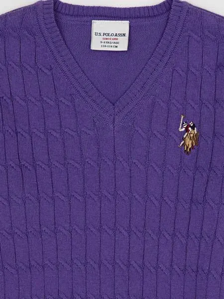 USPA Girls  Jumper Purple V Neck VR203 USPJR266